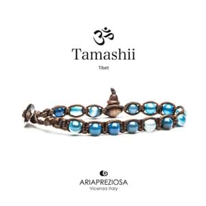 Bracciale Tamashii 6mm Tibet Shamballa Originale pietre naturali Agata Blu Striata BHS601-141