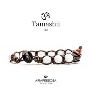 Bracciale Tamashii Tibet Shamballa pietre naturali Agata bianca 8mm BHS900-14